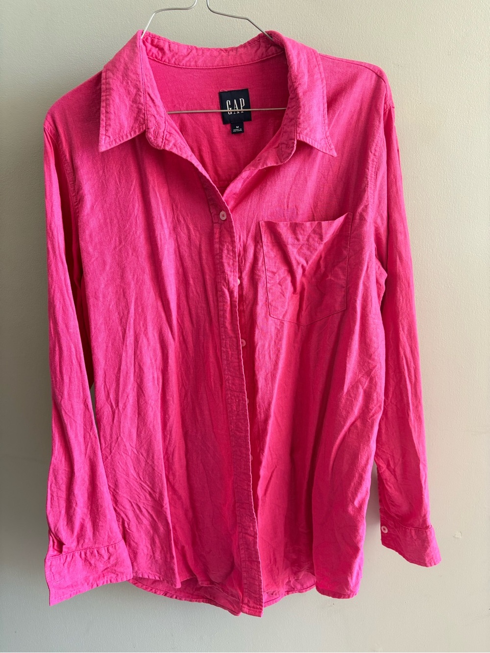 GAP Hot Pink Long-Sleeve Button Down Shirt